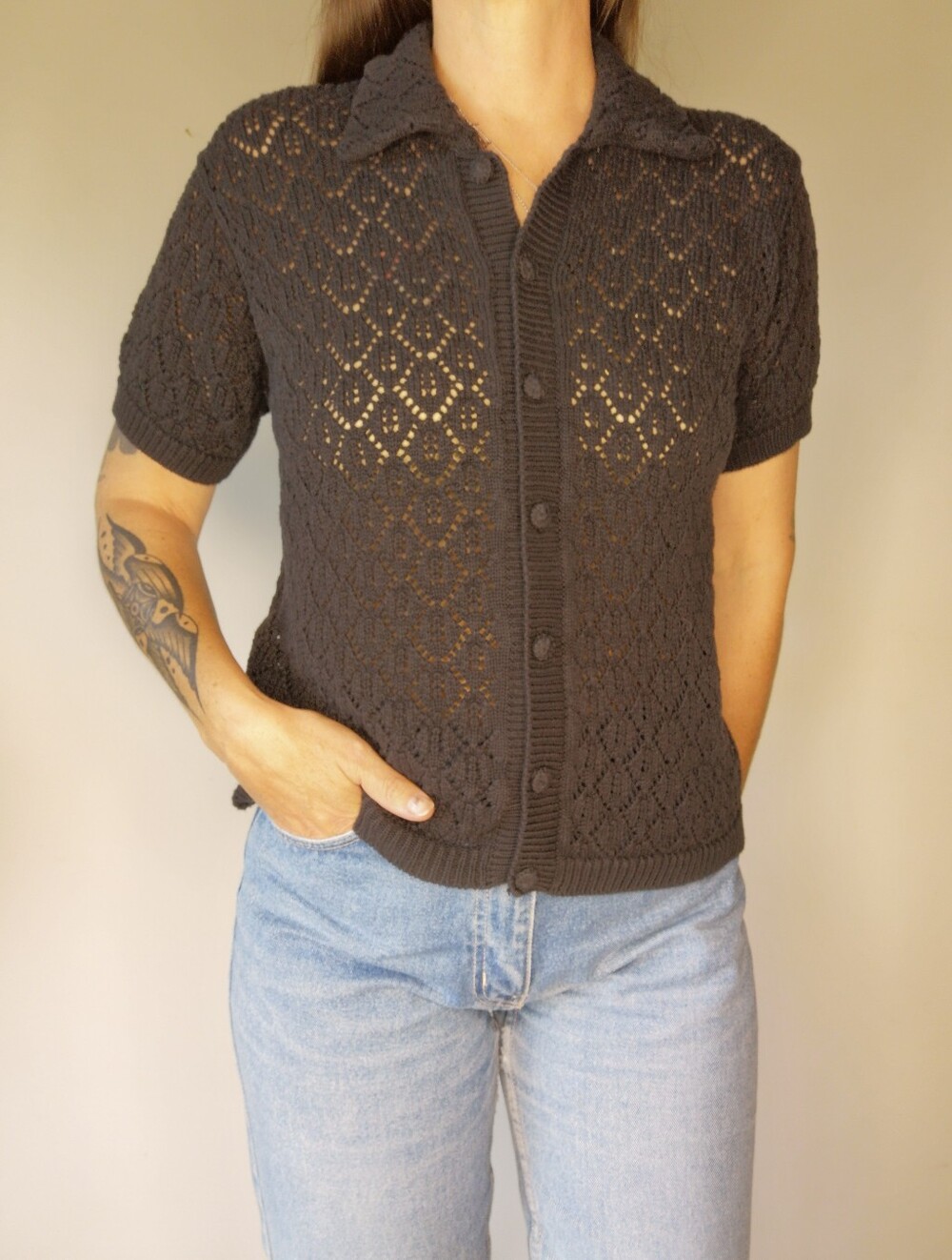 00s Button Up Collared Sweater
